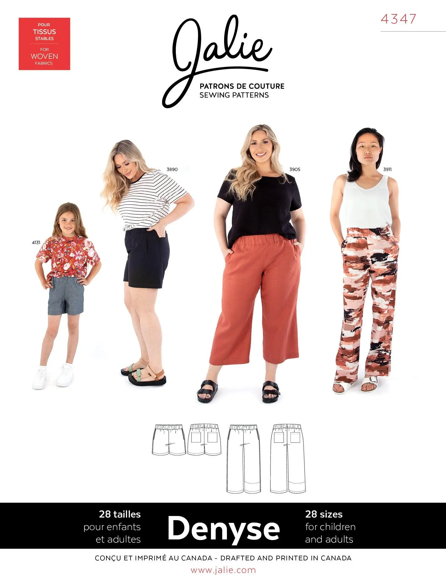 4347 // DENYSE Pull-on woven pants and shorts