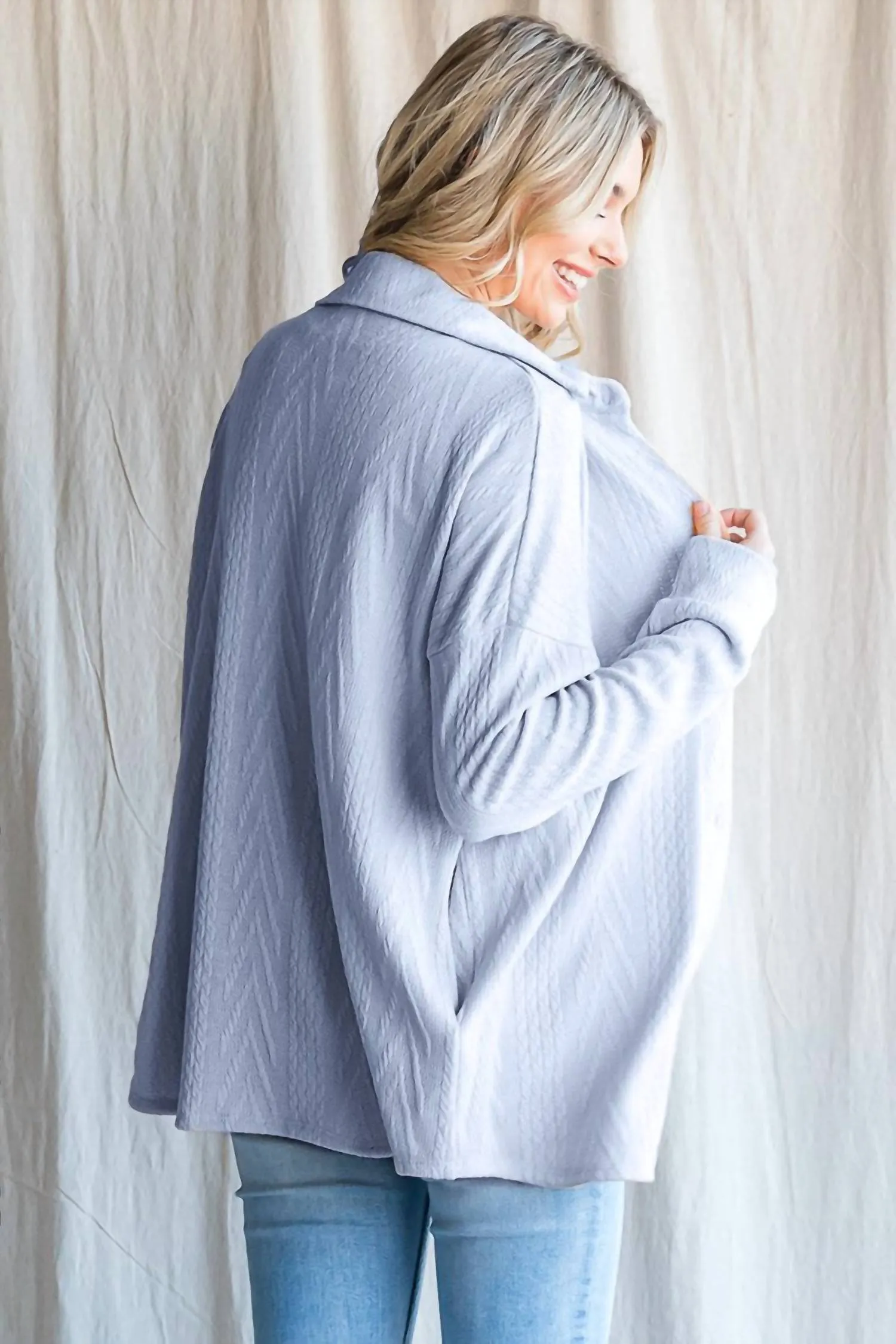 7Th Ray - Cable Knit Button Down Top