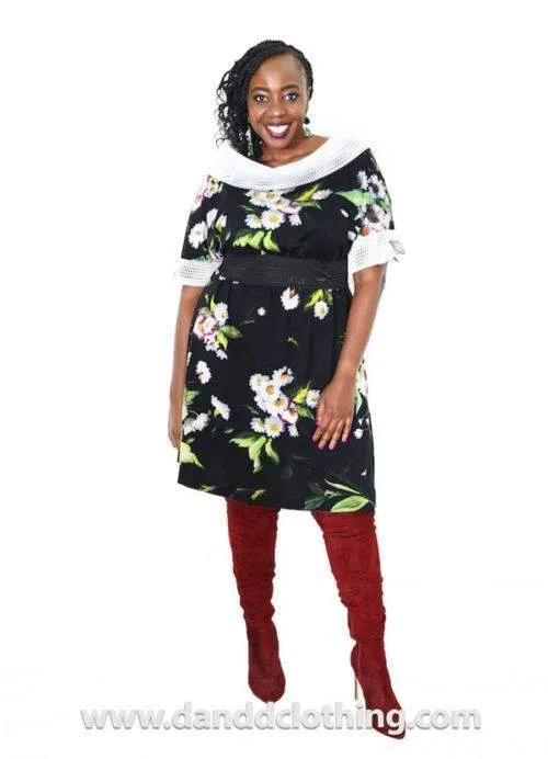 African Stylish Flower Office dress