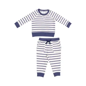 Angel Dear Sweatshirt & Jogger Set | Navy Stripe