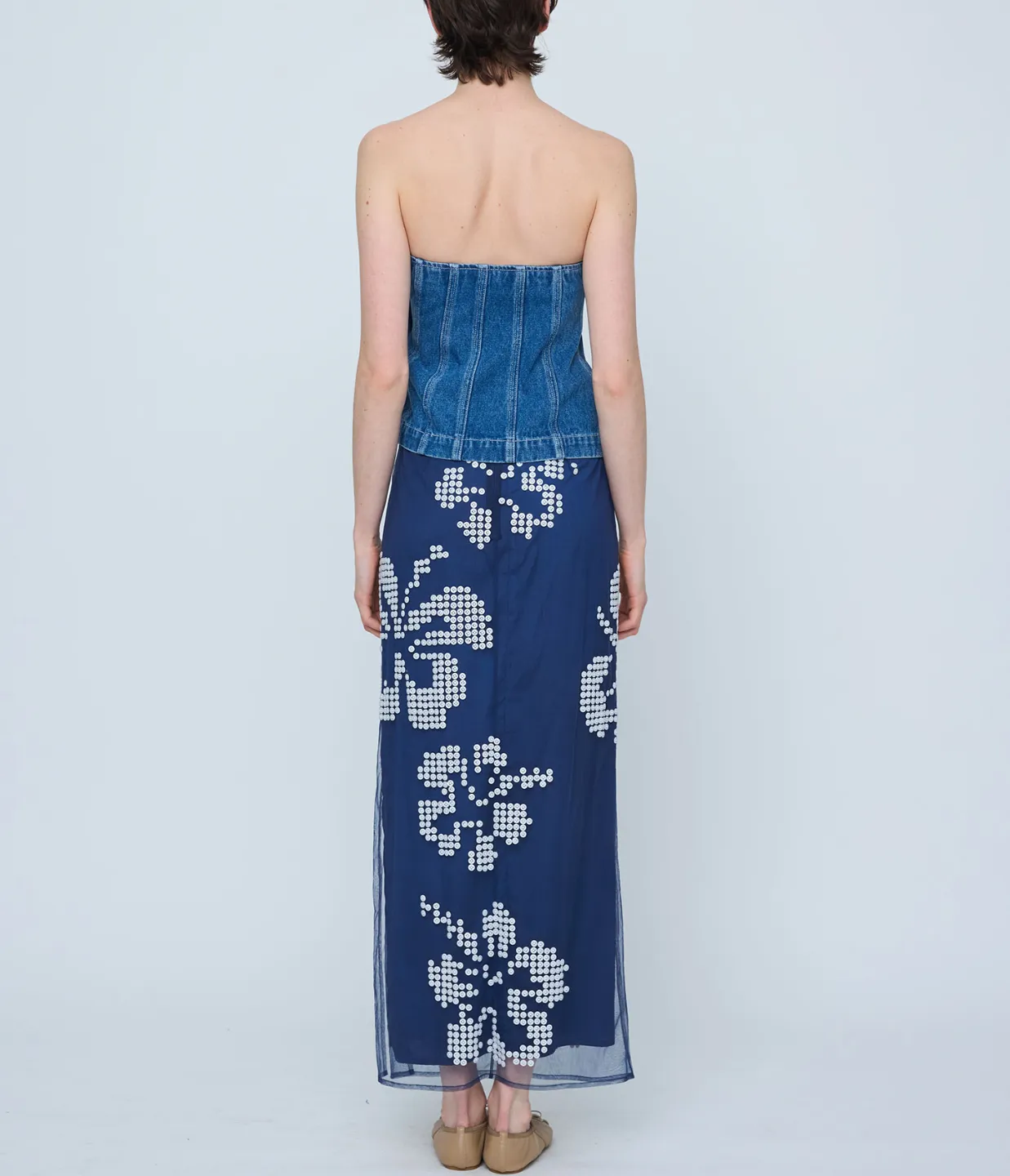 Belted Denim Top in Indigo