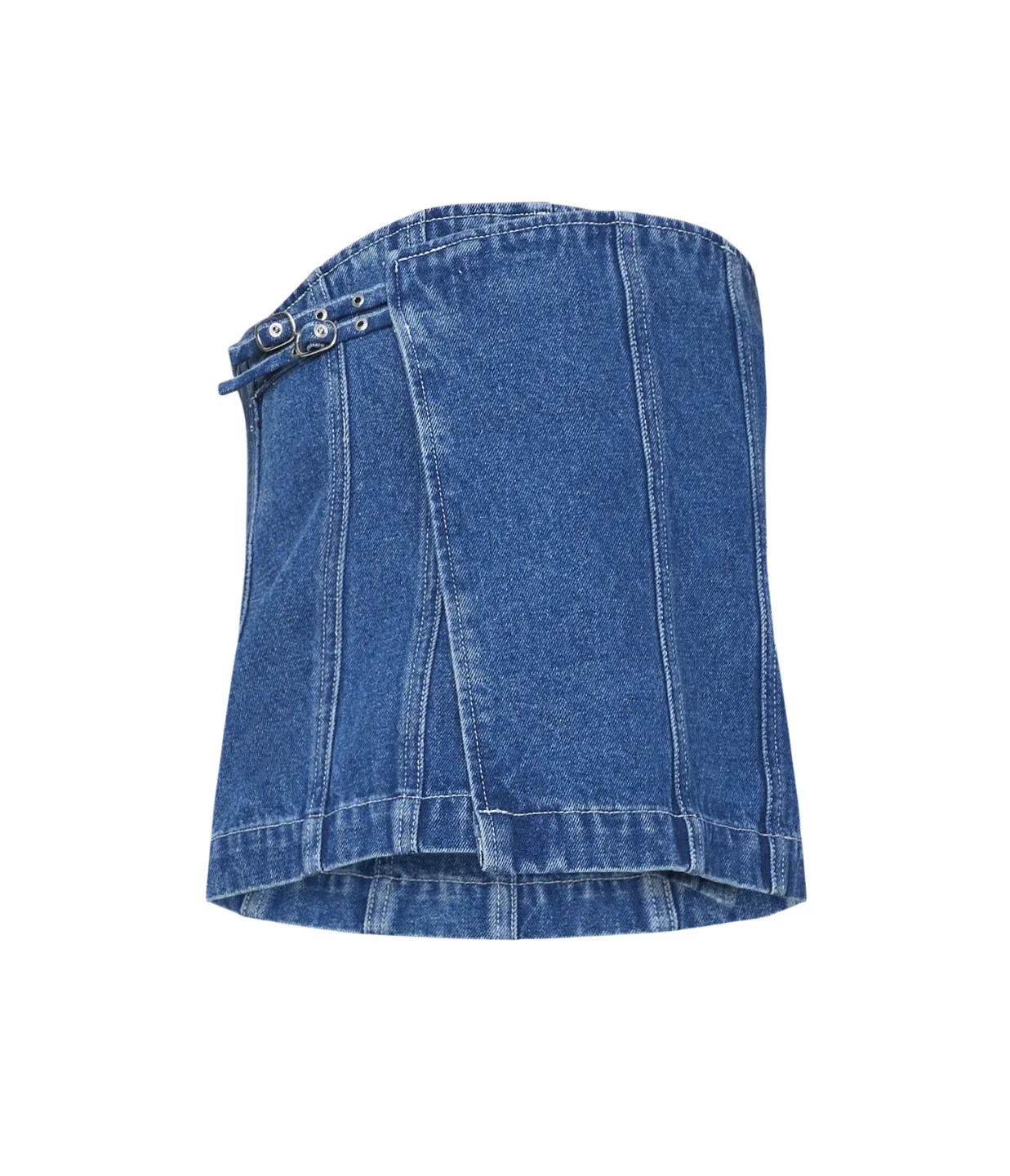 Belted Denim Top in Indigo