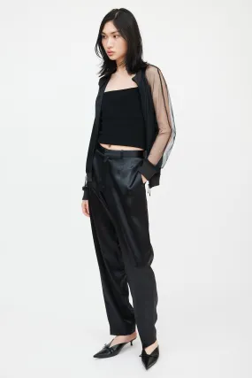 Black Satin Tapered Trousers