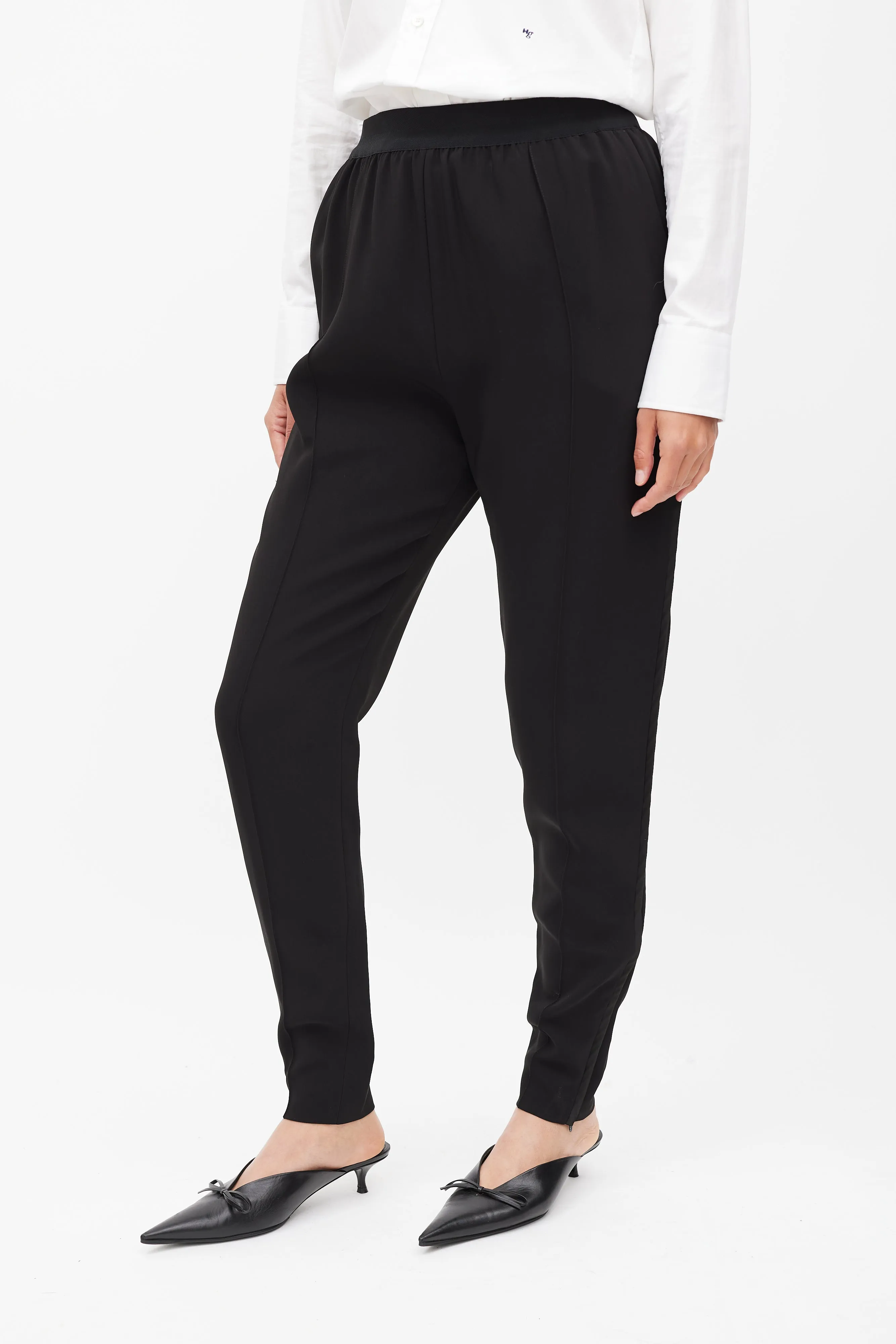 Black Silk Side Stripe Tapered Trouser