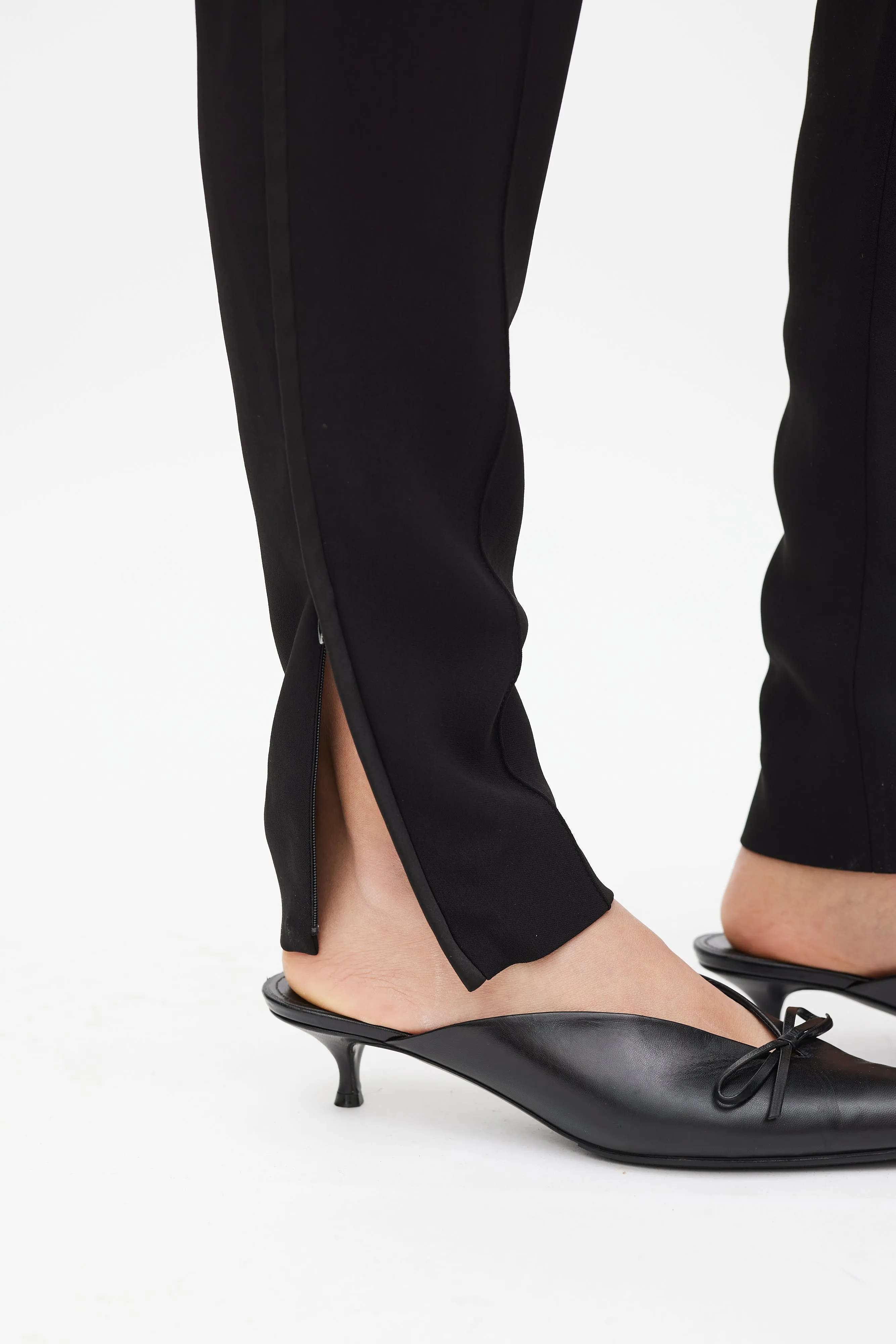 Black Silk Side Stripe Tapered Trouser