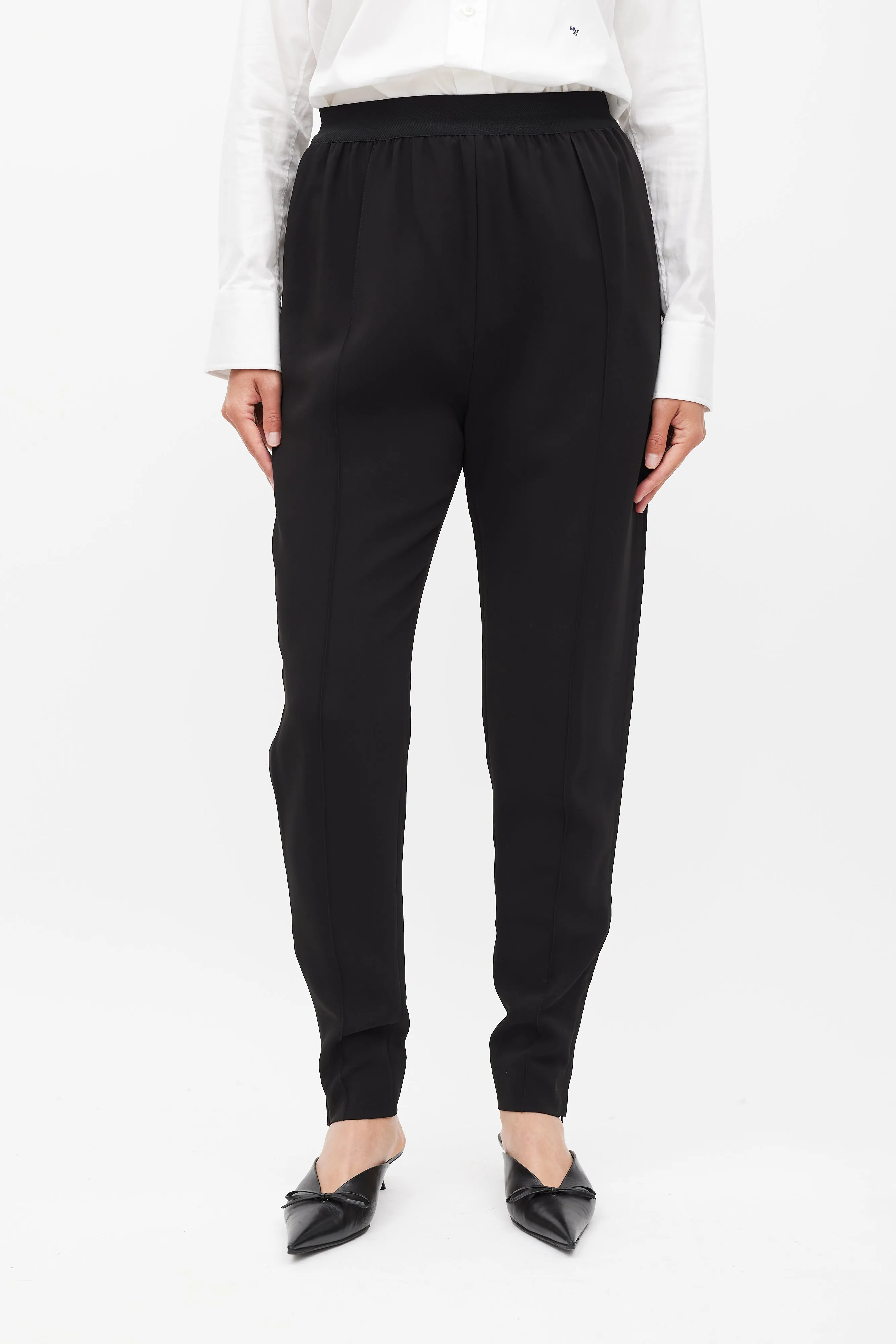 Black Silk Side Stripe Tapered Trouser