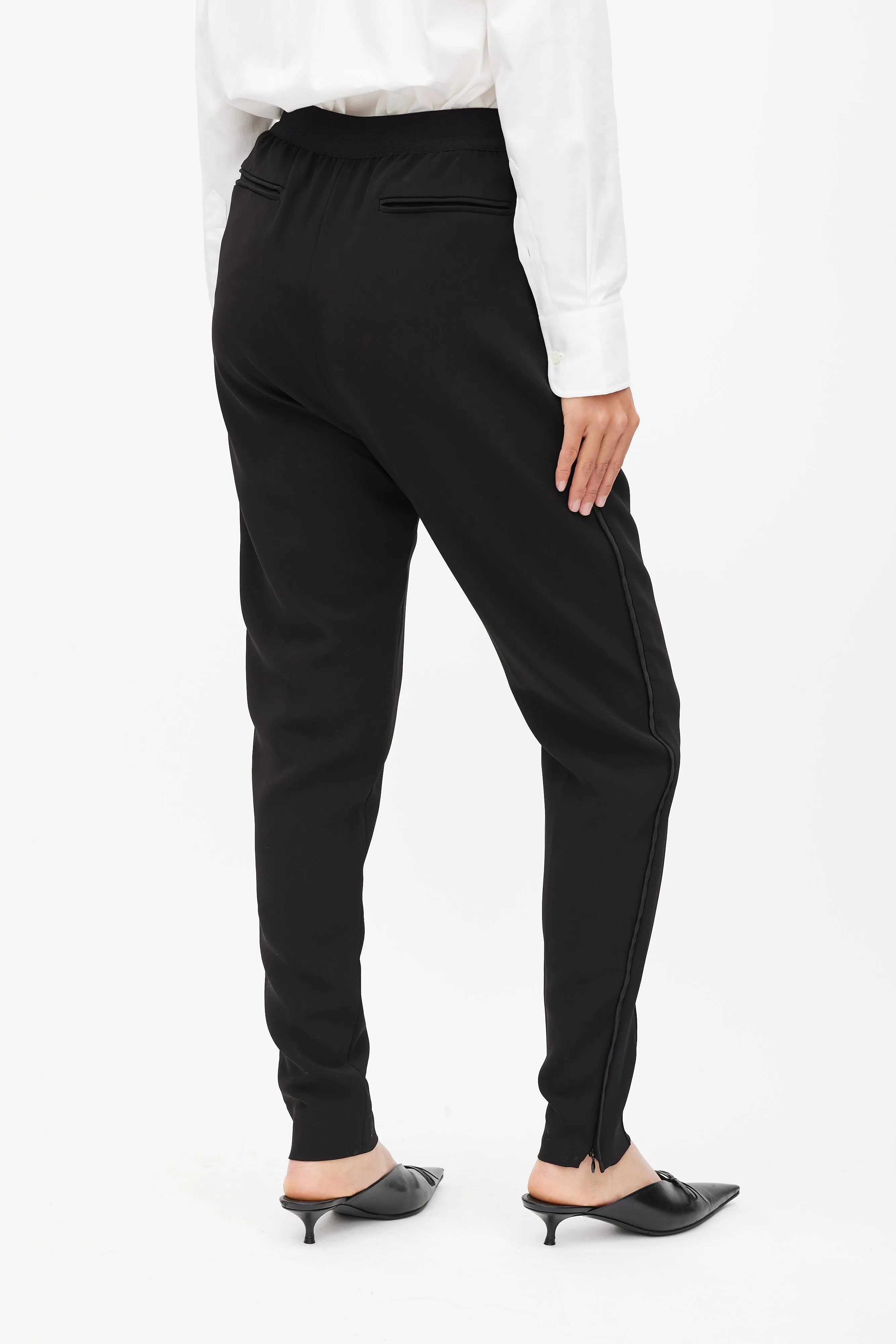 Black Silk Side Stripe Tapered Trouser