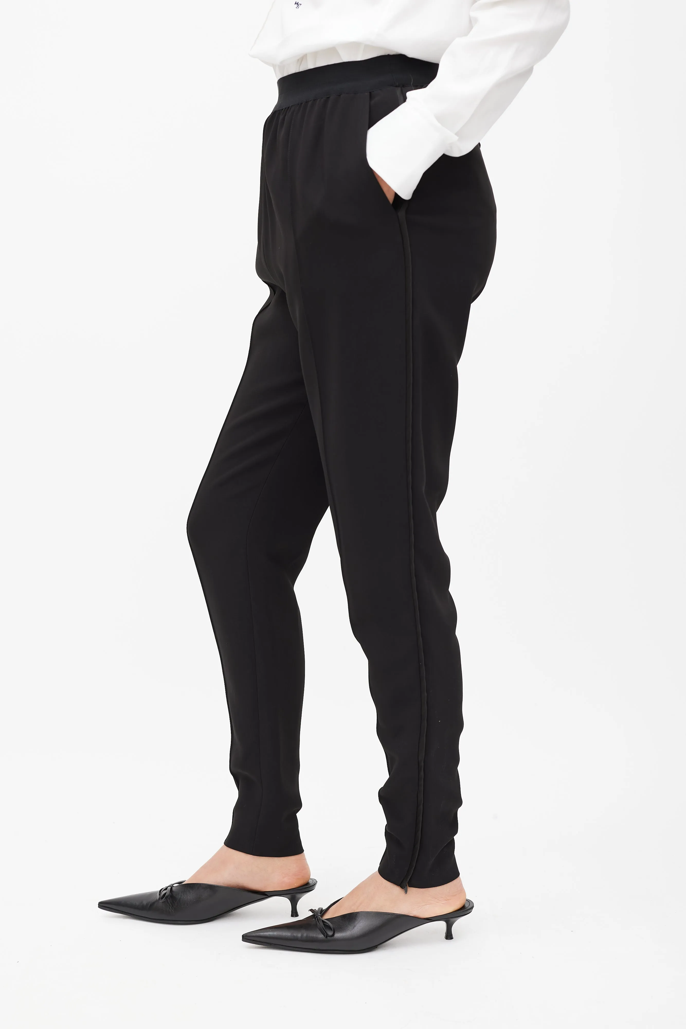 Black Silk Side Stripe Tapered Trouser