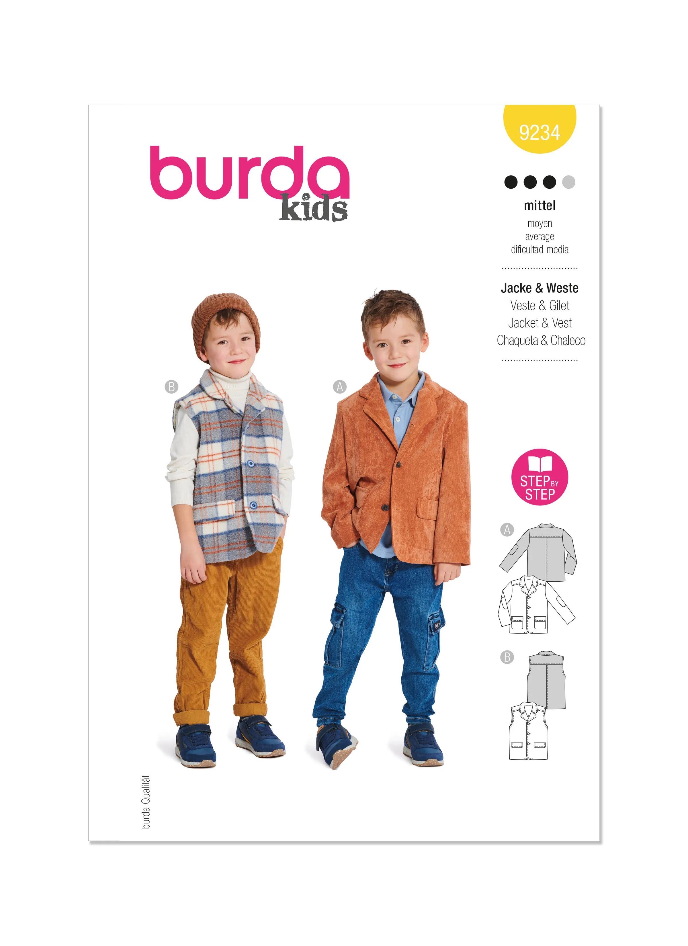 Burda Sewing Pattern 9234 Children's Jacket and Waistcoat