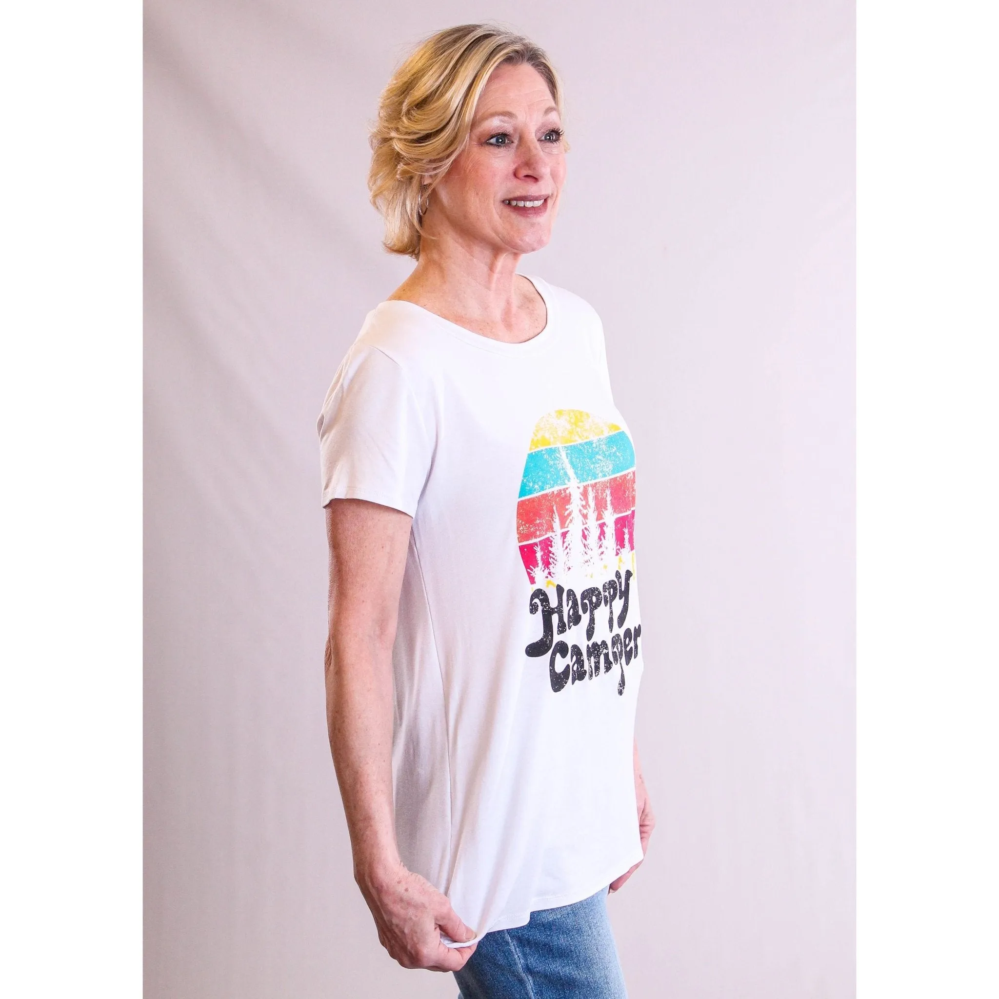 Coverstitched Short Sleeve Happy Camper Tee
