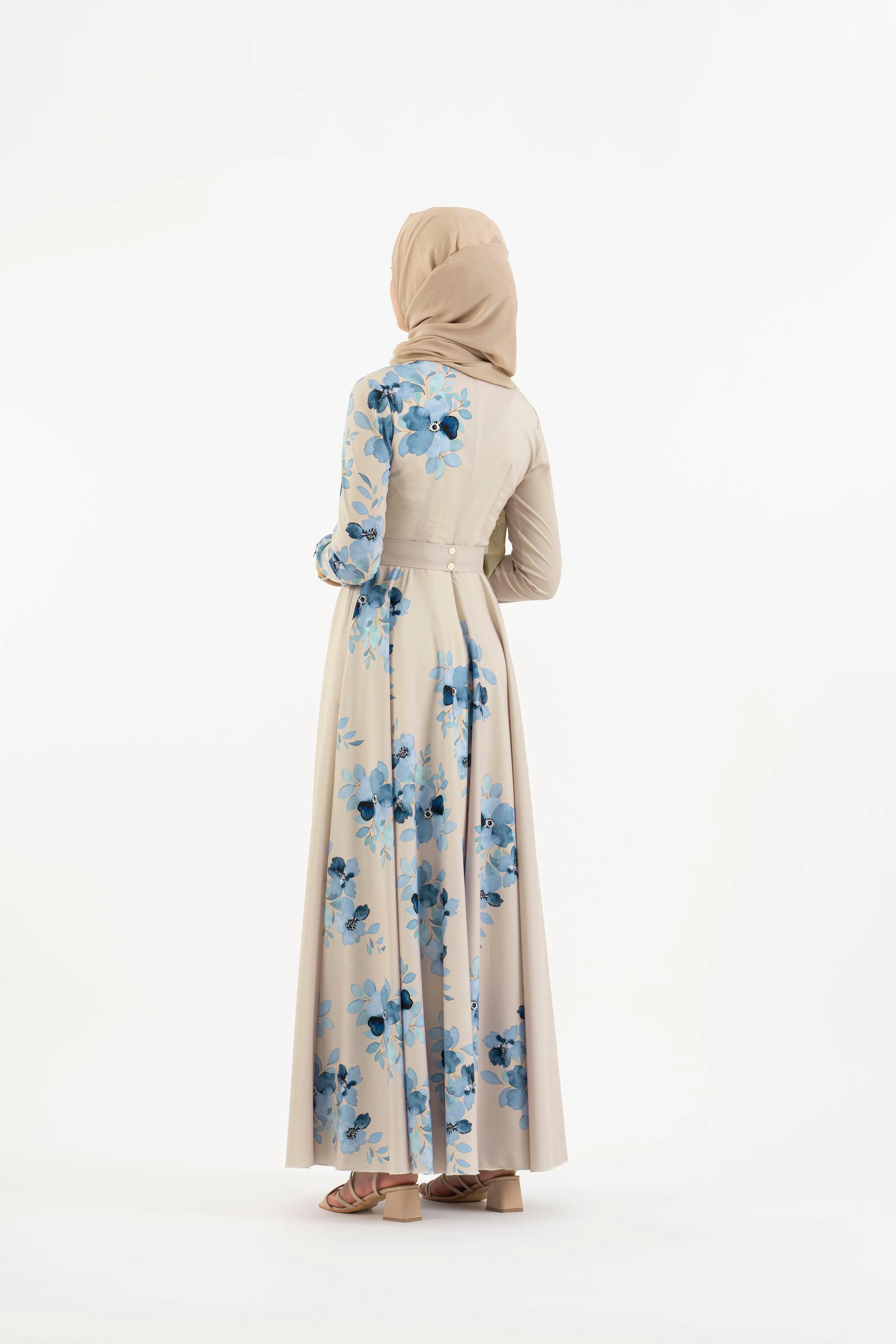 Cream Floral long dress