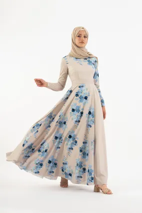 Cream Floral long dress