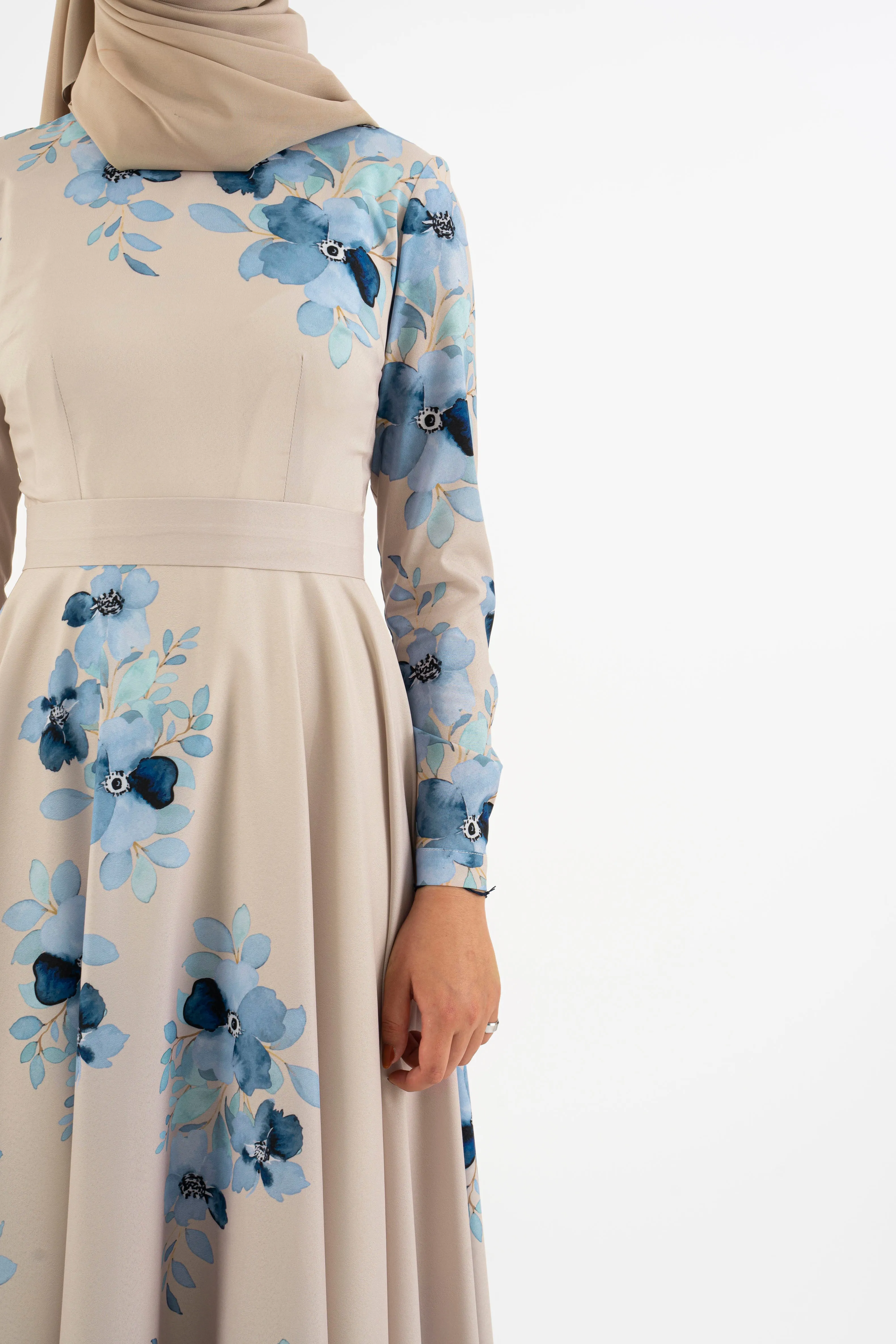 Cream Floral long dress