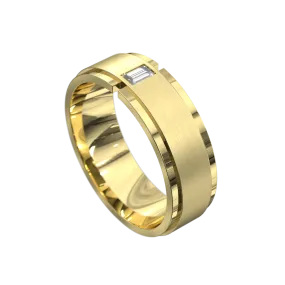 Emerald Cut Section Diamond Polished Ring