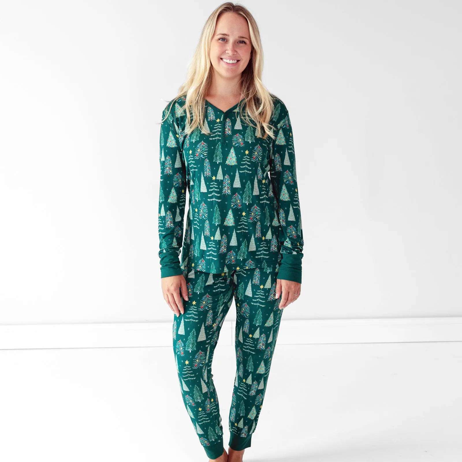 Green Twinkling Trees Women's Pajama Pants