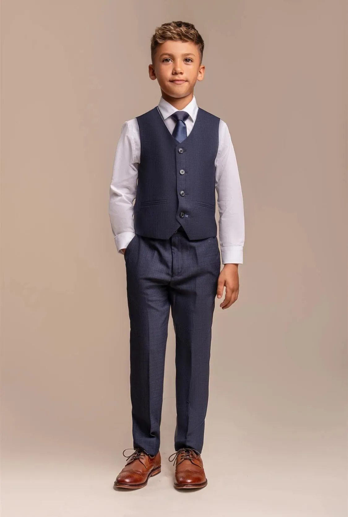 House of Cavani Navy Seba Boys 3 pice suit
