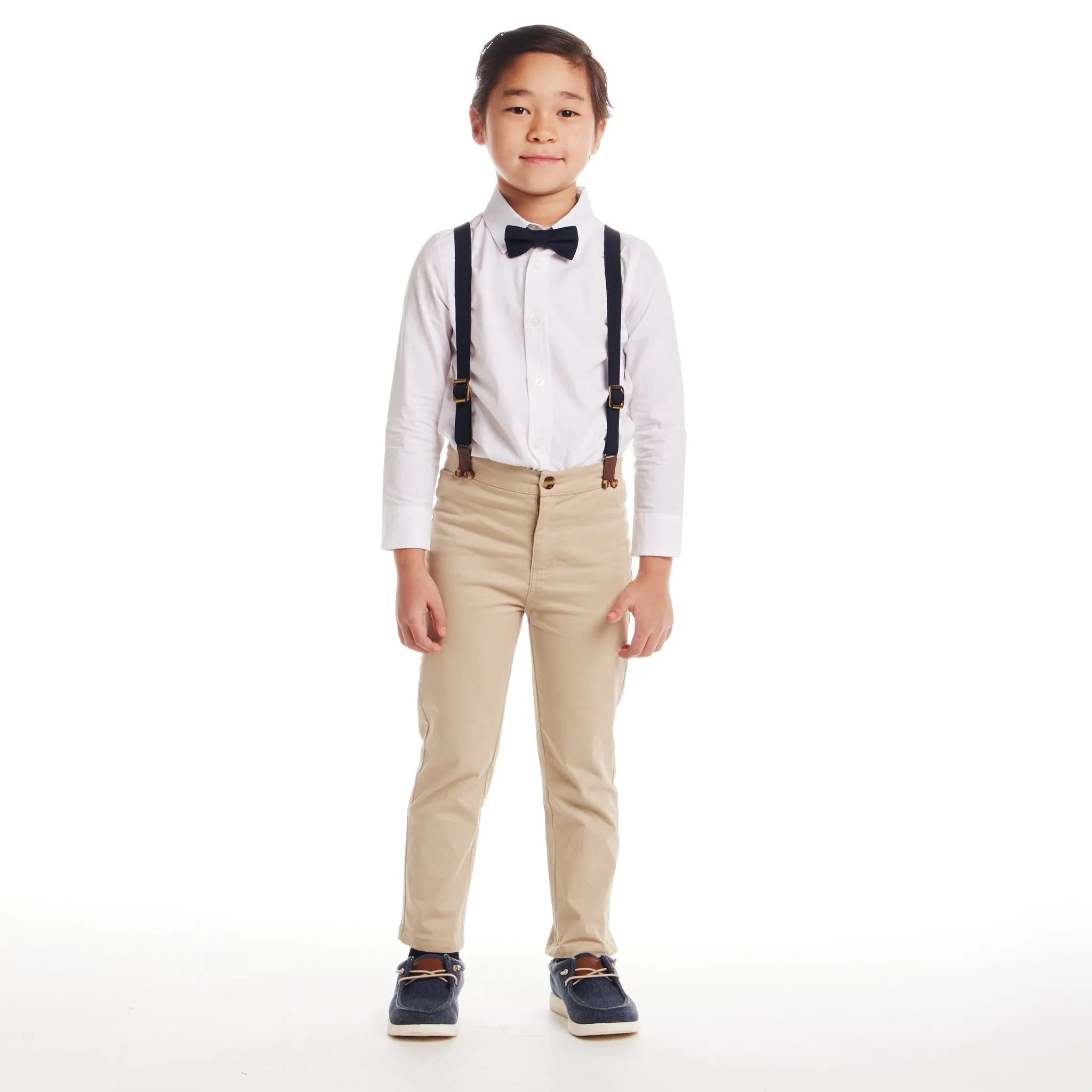 Kids (2-7) Suspenders Set | White
