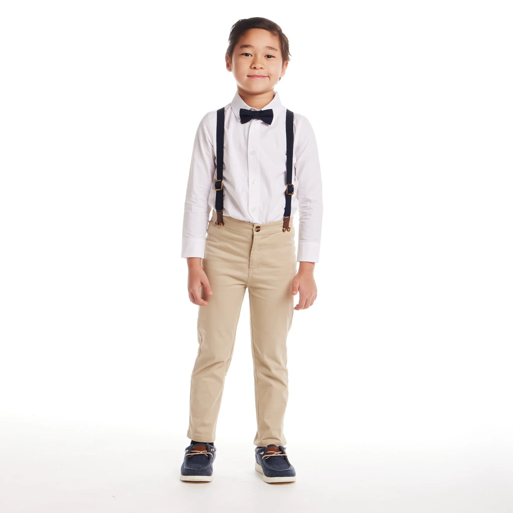 Kids (2-7) Suspenders Set | White