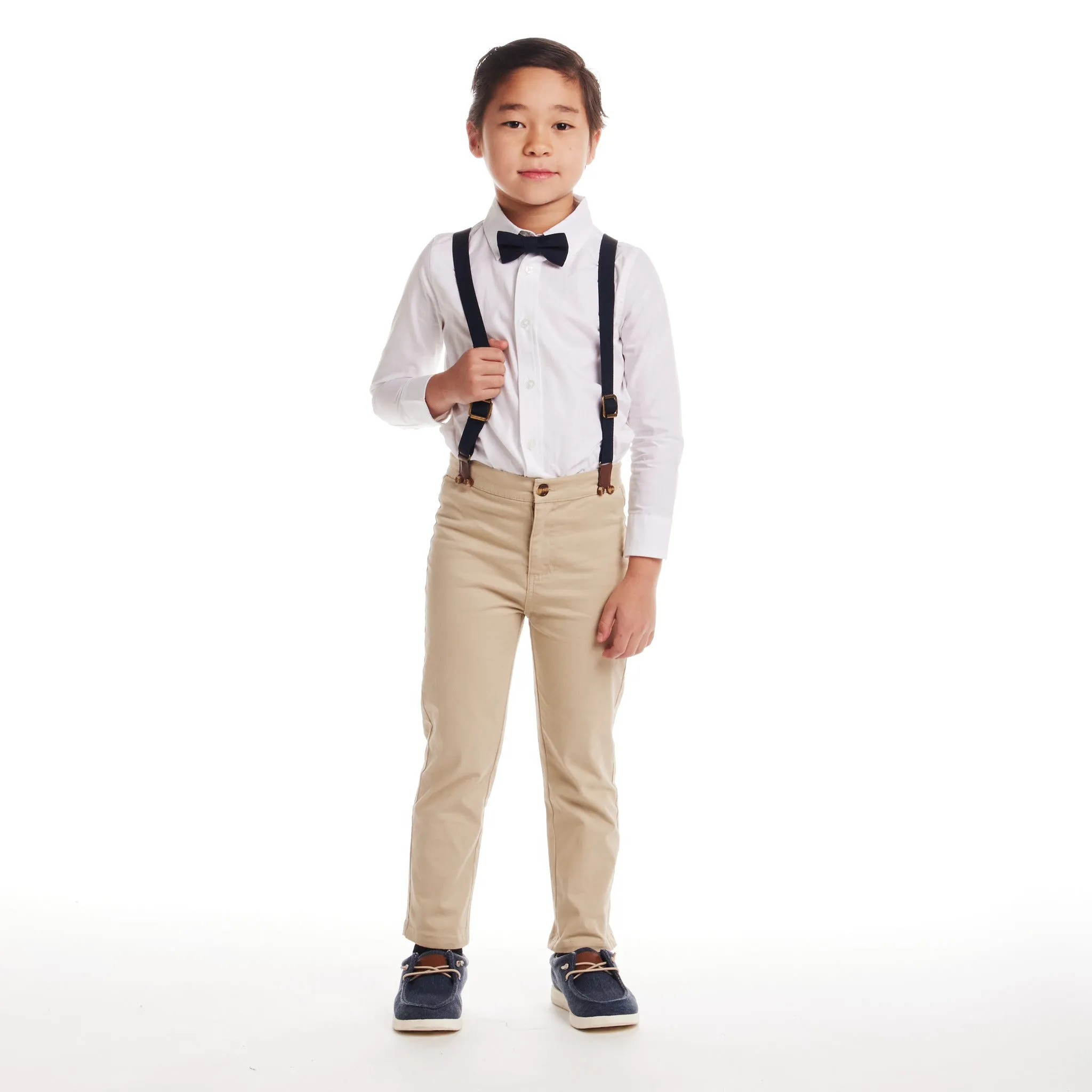 Kids (2-7) Suspenders Set | White