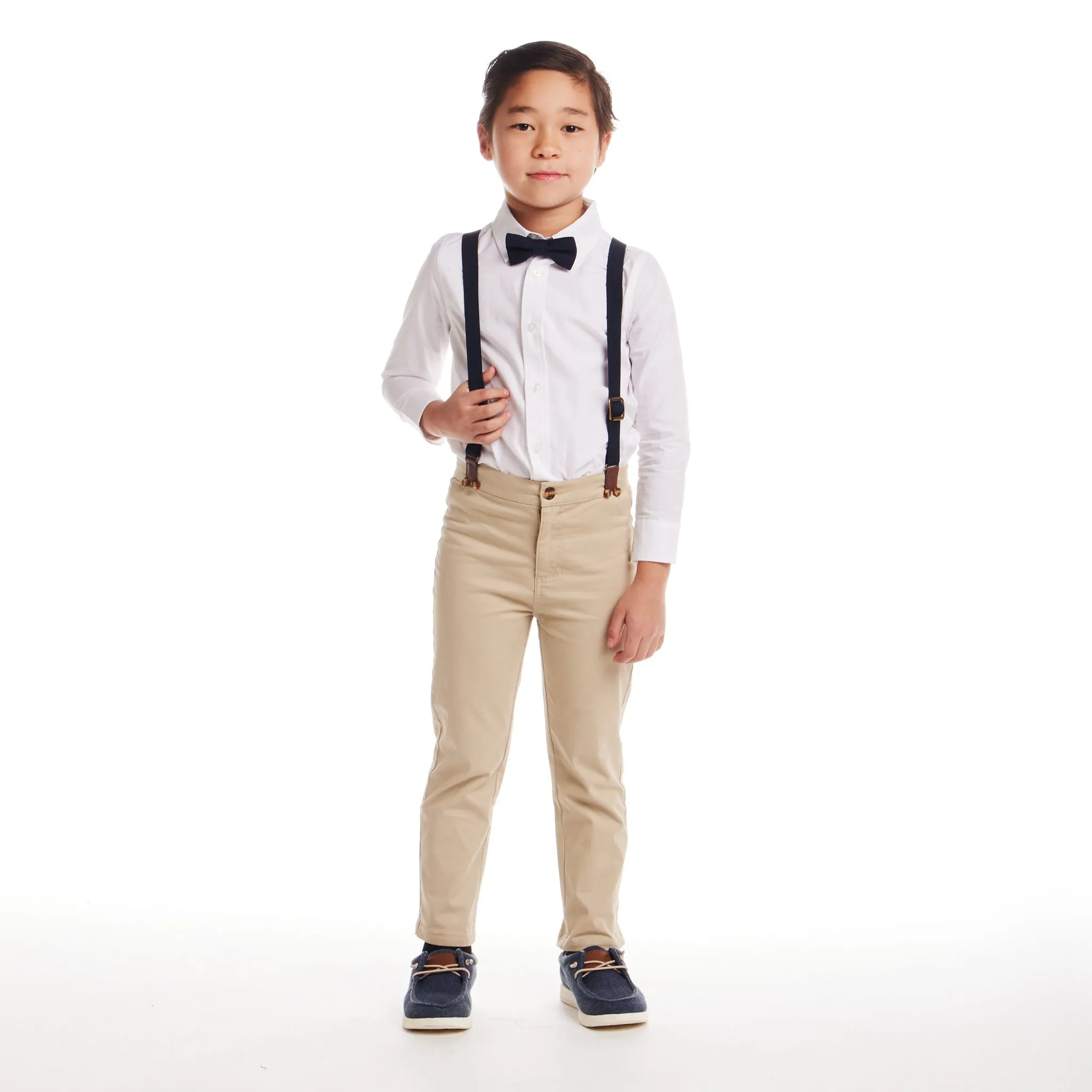 Kids (2-7) Suspenders Set | White