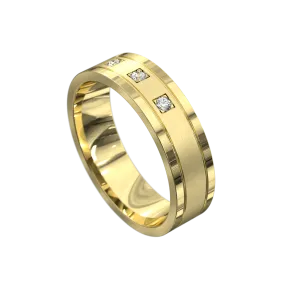 Matt & Polished Three Stone Diamond Ring