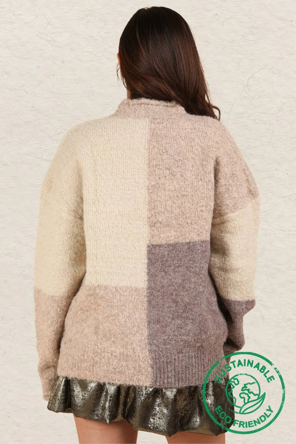 Oversized Color Block Sweater Top