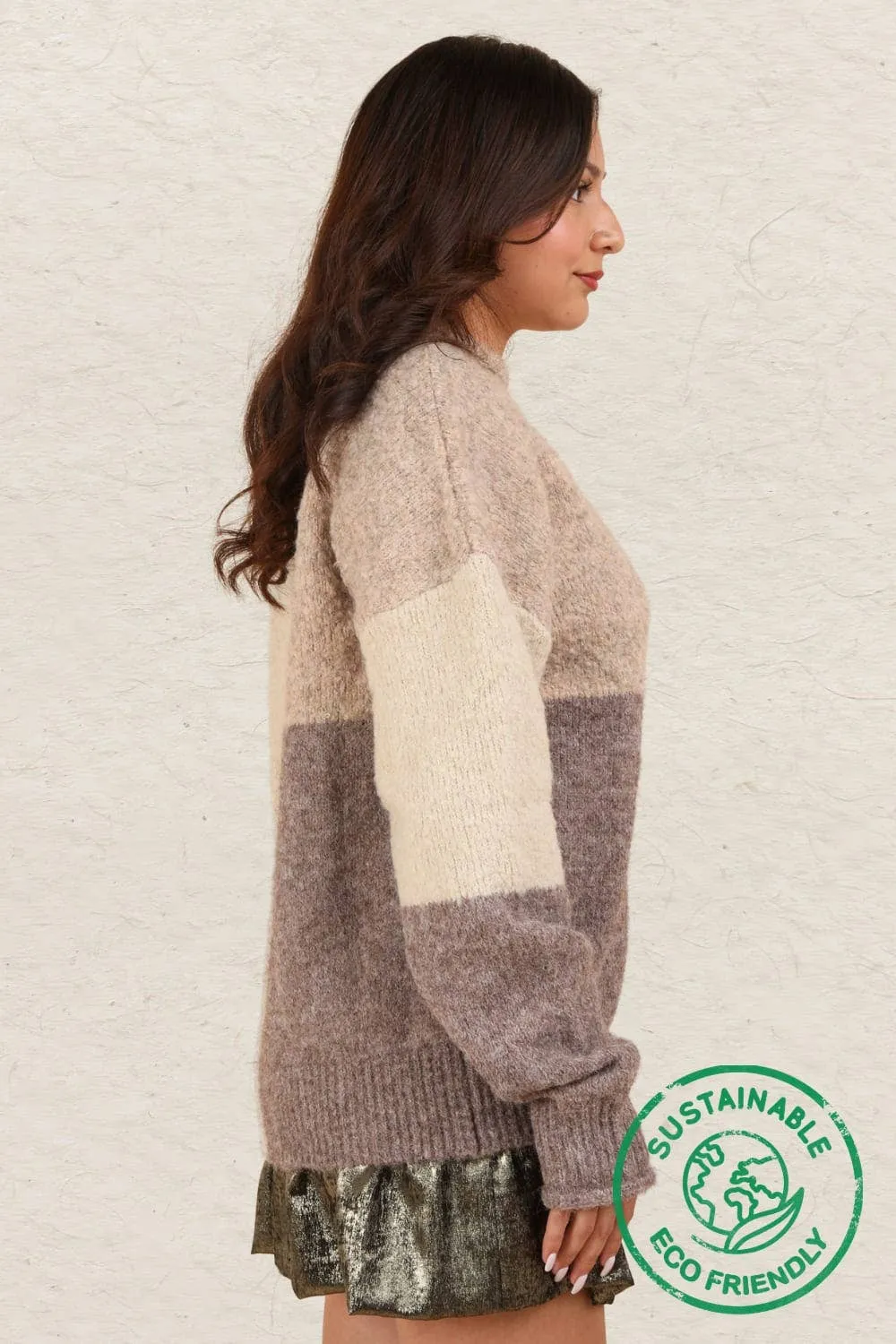 Oversized Color Block Sweater Top