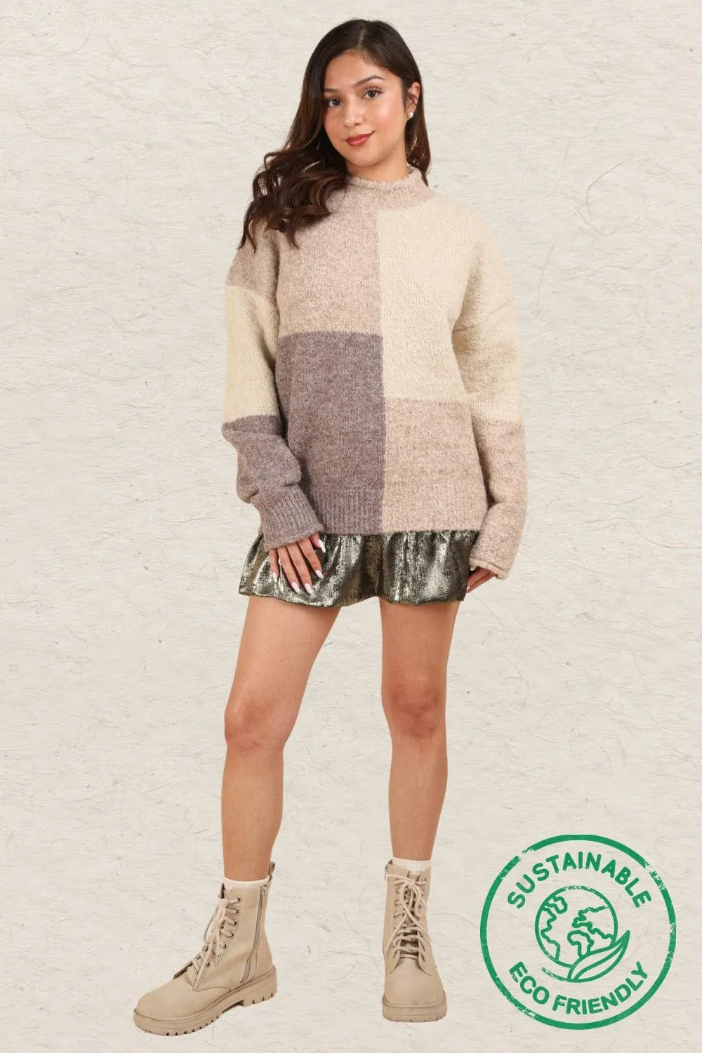 Oversized Color Block Sweater Top