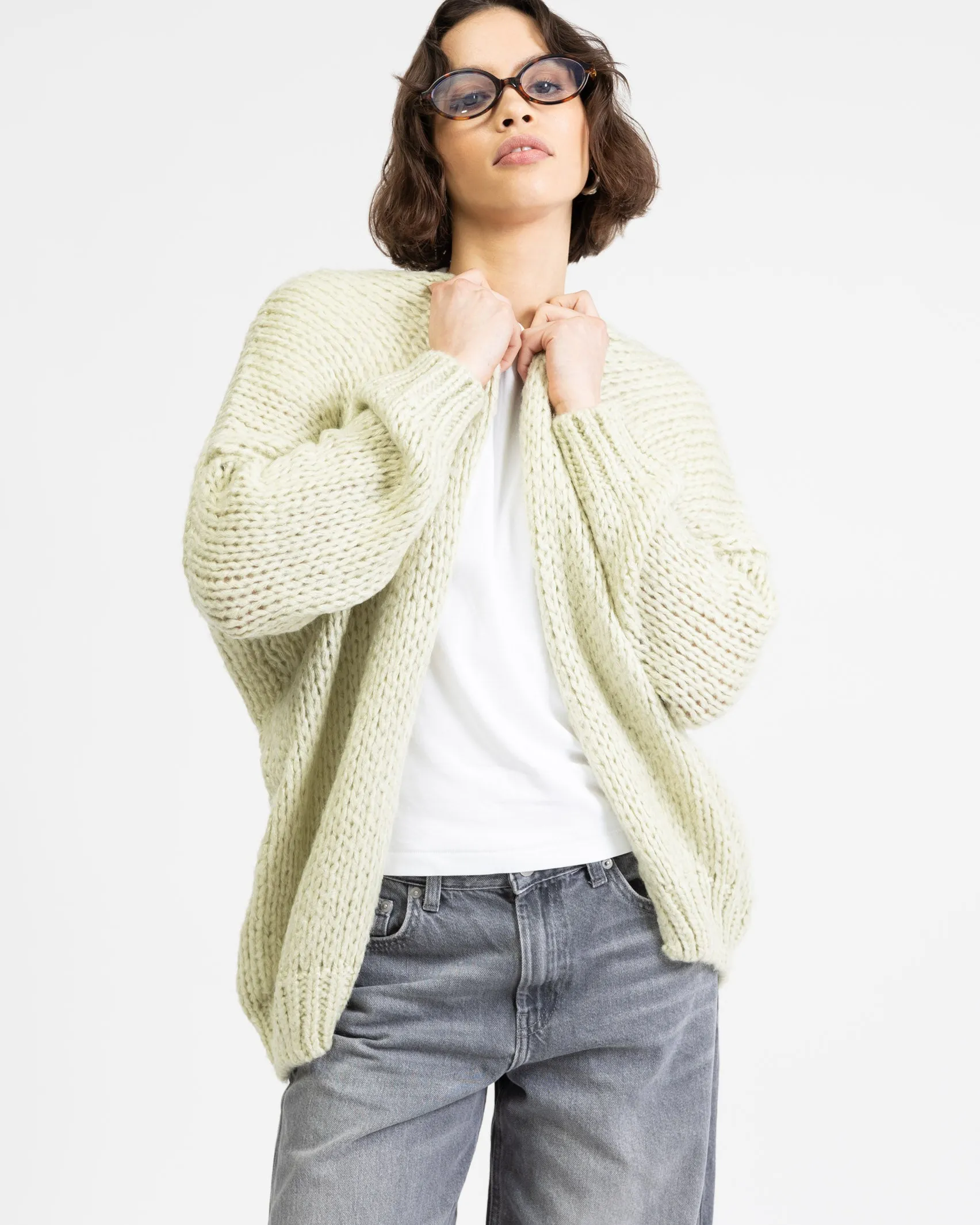 Oversized Wollstrickjacke