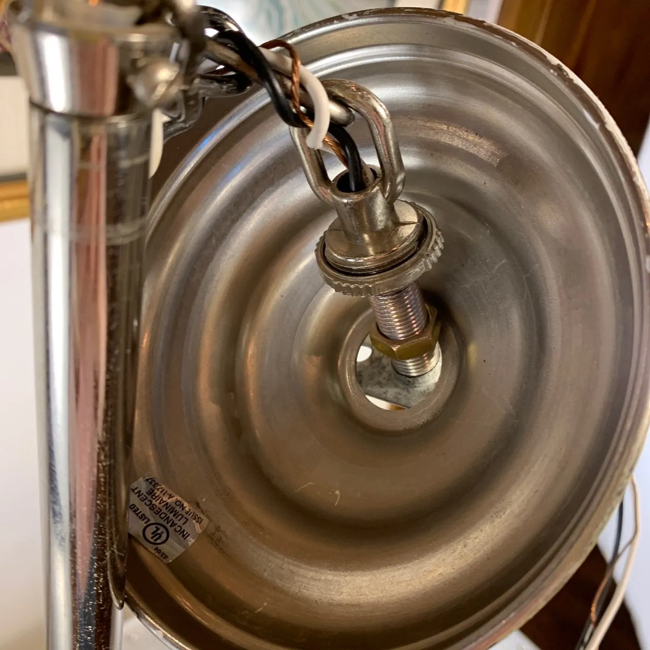 Pendant Light, Nickel, Ribbed Dome Glass Shade