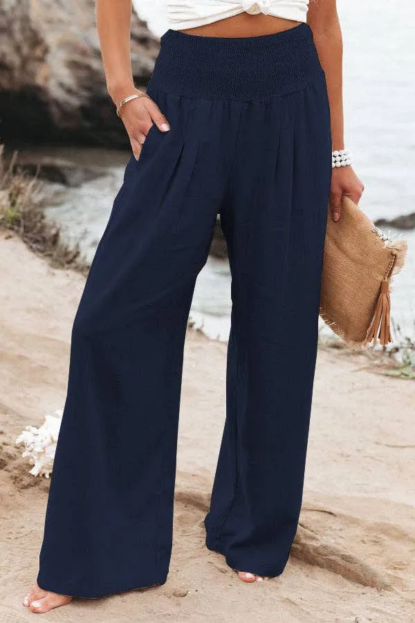 Summer Navy Wide Leg Pants (S-2X)