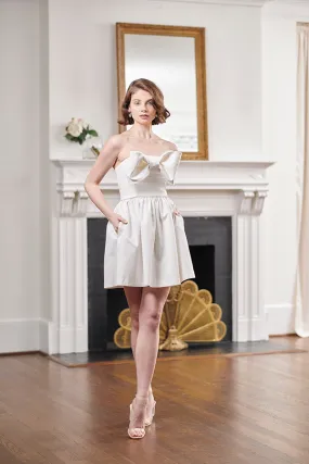 Sydney Strapless White Bridal Shower and Wedding Reception Dress